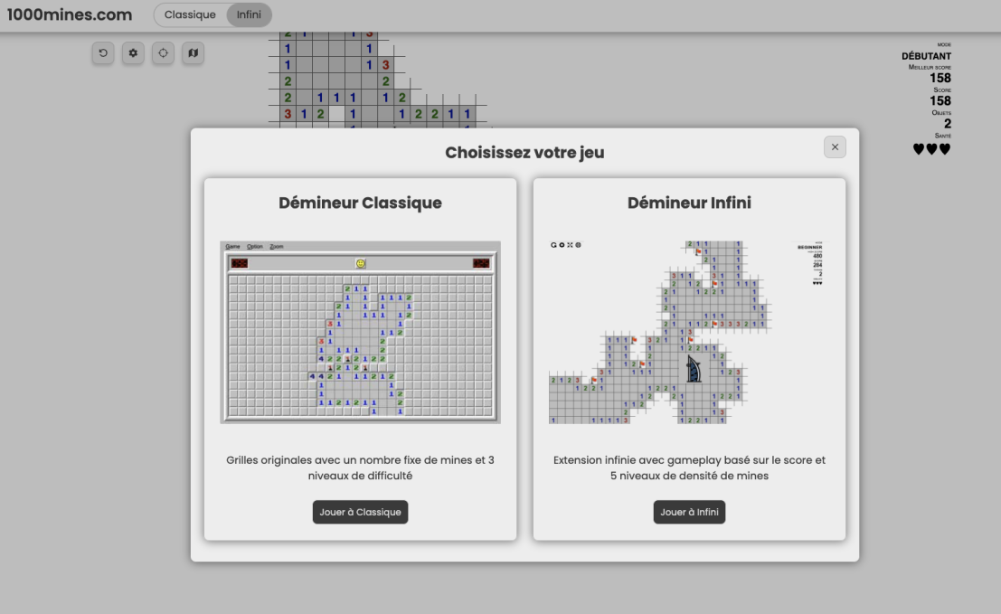 jouer au demineur classique ou infini gratuitement sur internet
