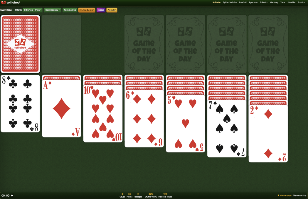 jeu solitaire complet en ligne