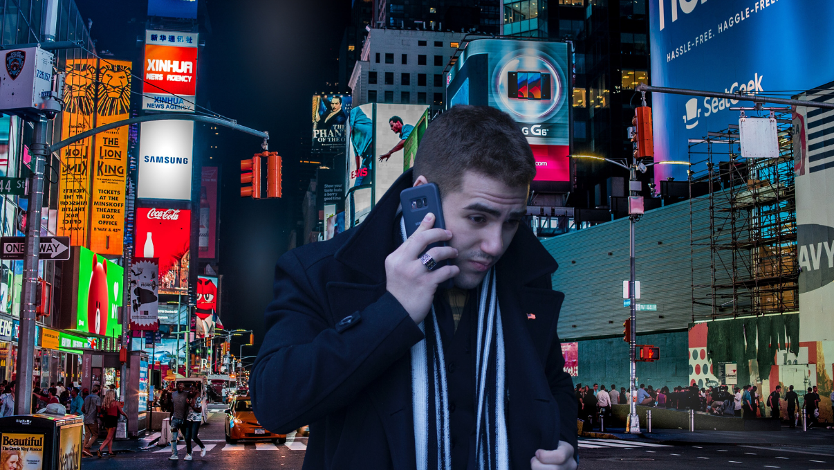 Une personne téléphonant depuis l'étranger.