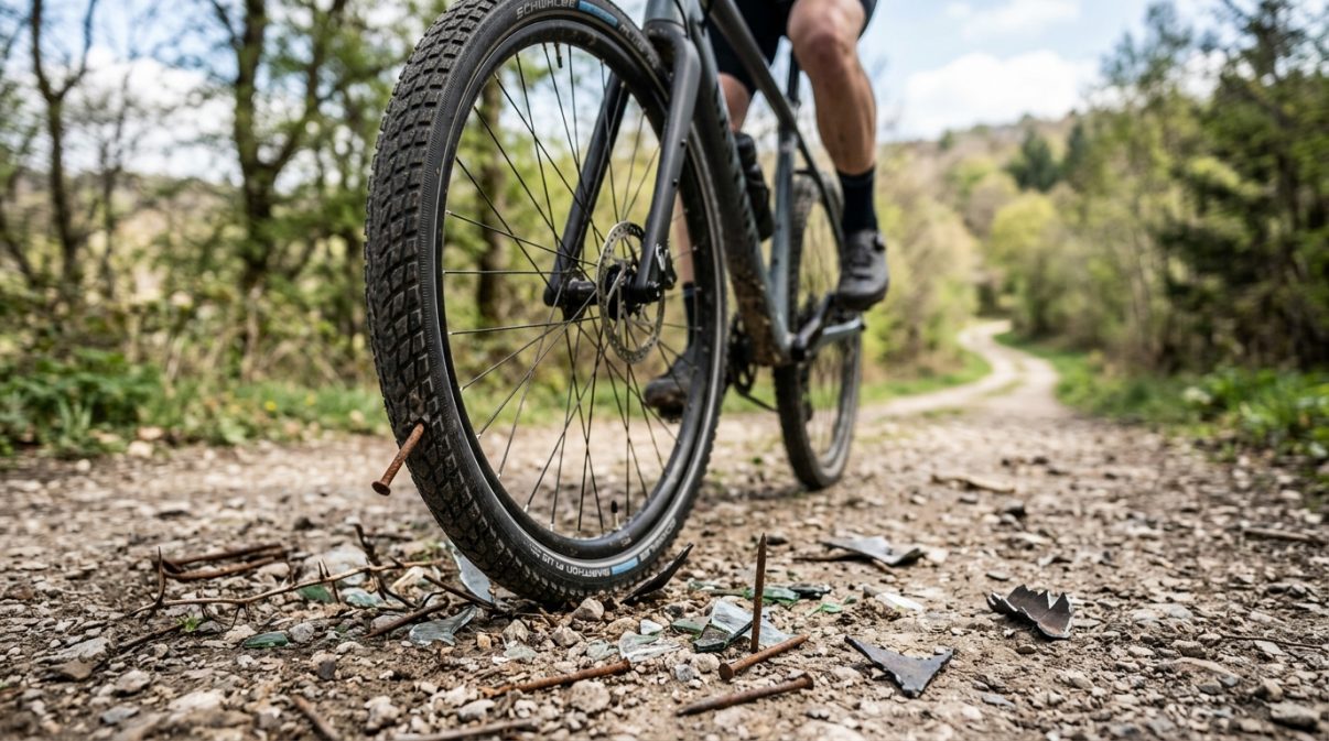 Pneu de vélo en train de crever