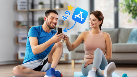 un homme et une femme se remettent au sport grâce à une appli mobile (future)