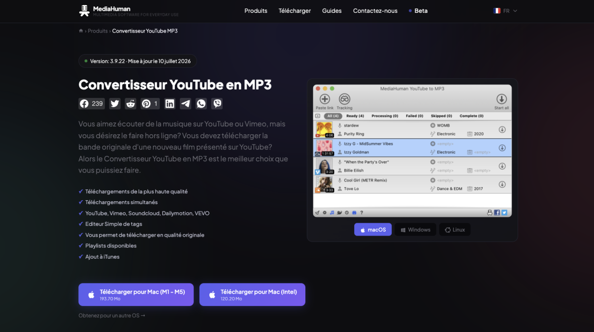 mediahuman convertisseur youtube en mp3 logiciel