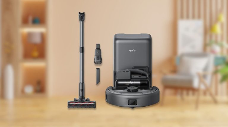 aspirateur robot E20 3-en-1 dans un salon