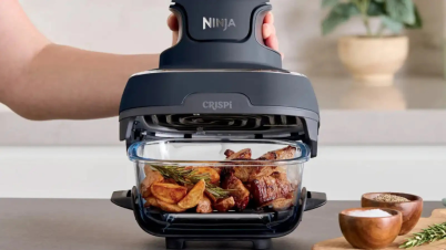 Ninja lance un Air Fryer (encore ?) qui veut remplacer votre Tupperware pour le bureau ninja crispi sur un plan de travail