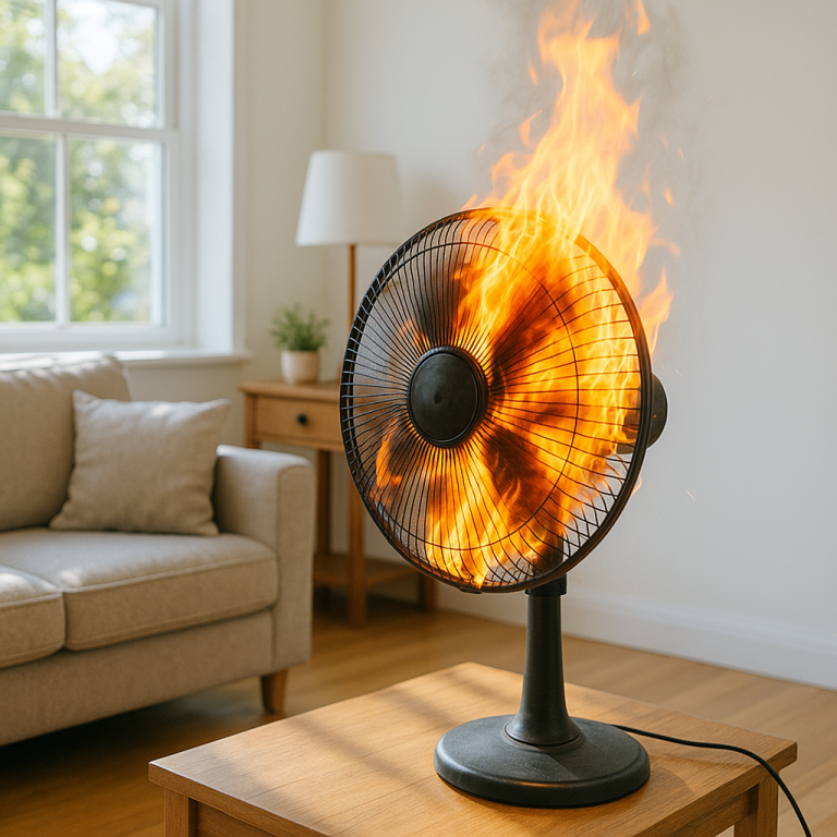 Ventilateur qui prend feu.