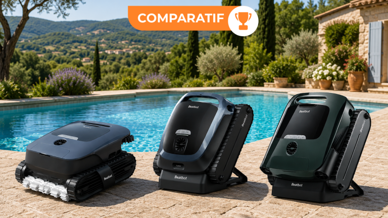 Robots beatbots aquasense 2 rassemblés devant un bassin
