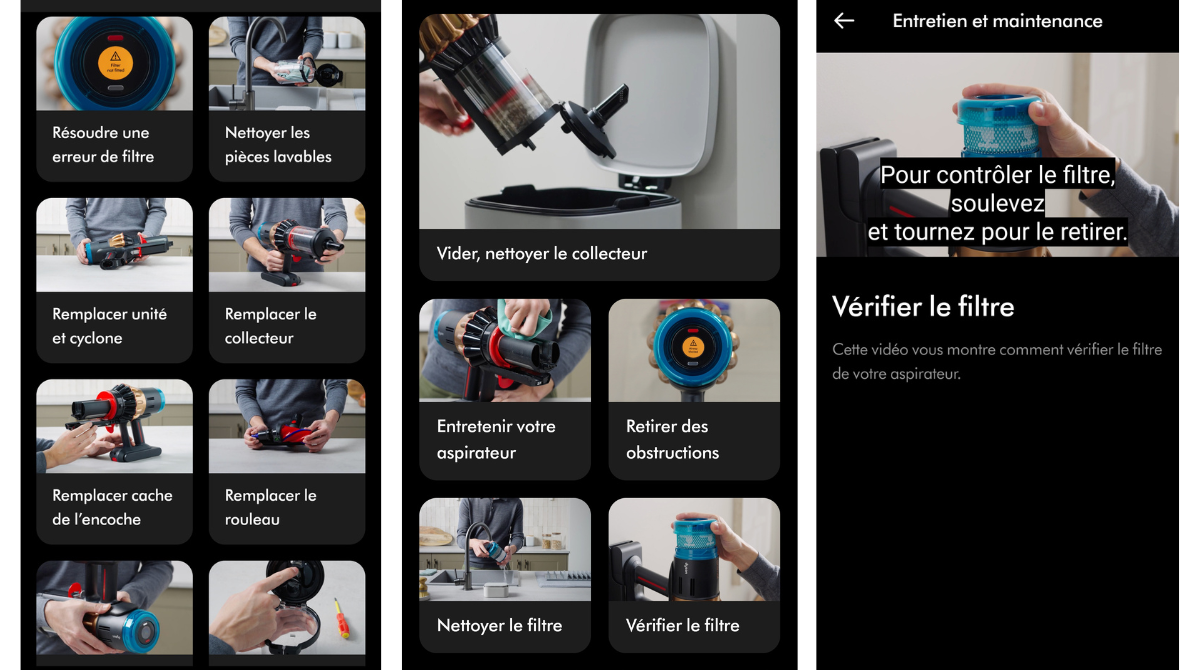 Application Dyson entretien