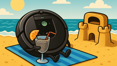 Attention piège : les robots-aspirateurs Roomba valent-ils encore le coup pour le Black Friday 2025 ? iRobot sur une plage dessin IA