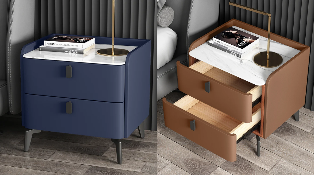 Table de chevet cuir Homary