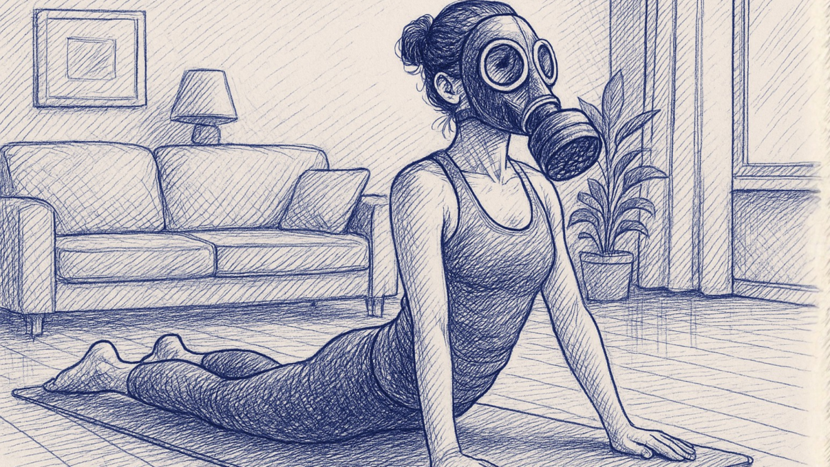 Pollution cachée chez vous : ces 5 appareils vous aident à lutter Yogi avec masque à gaz