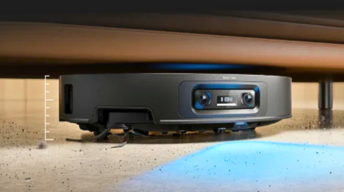 Dreame X60 Max Ultra Complete sous un meuble très bas