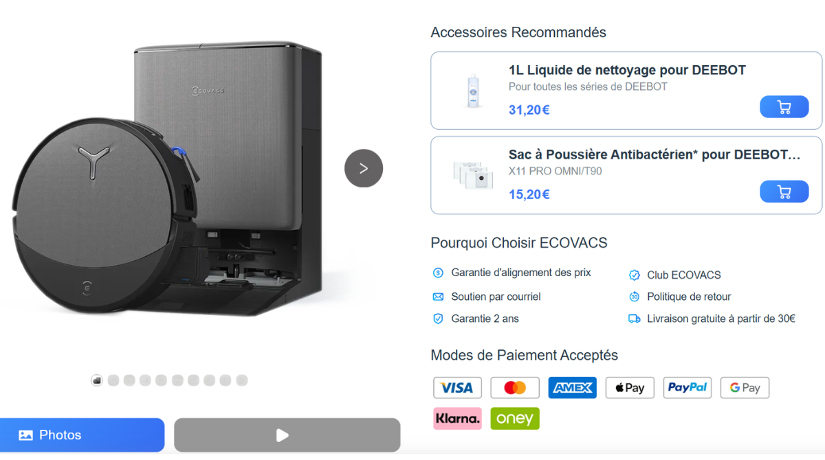 Prix consommables Ecovacs