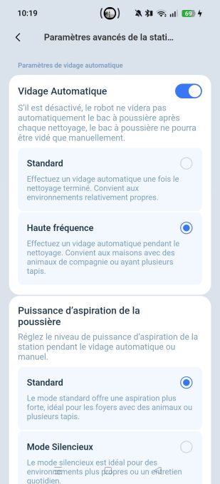 réglages avancés appli ecovacs t90 pro omni
