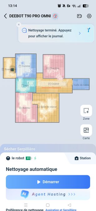cartographie T90 pro omni suivi du robot