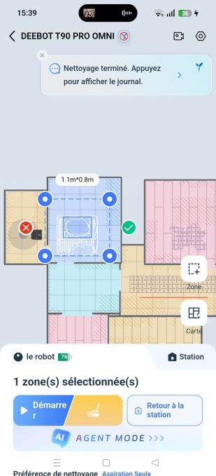 cartographie T90 pro omni nettoyage de zone
