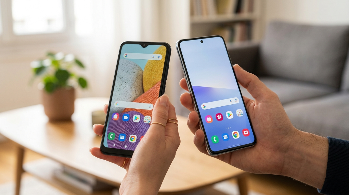 Deux smartphones au design différent