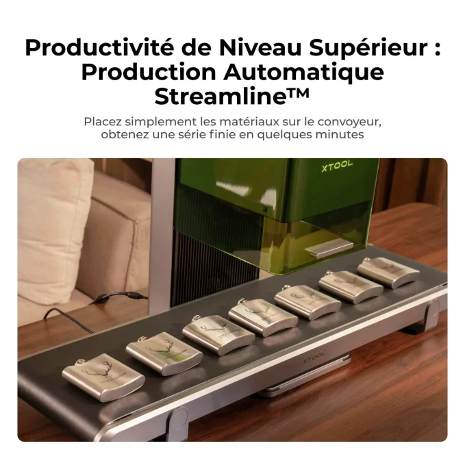 convoyeur F2 Ultra UV avec produits en cours de gravure