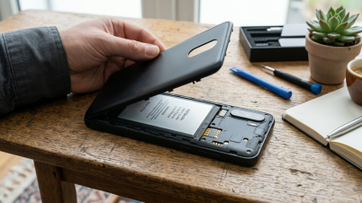 Batterie amovible sur un smartphone