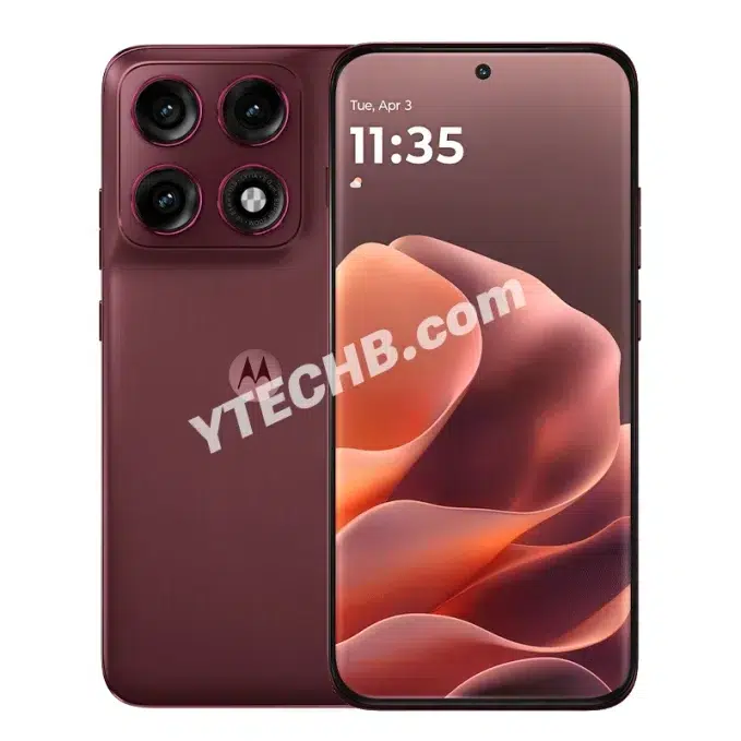 Vue du Motorola Edge 70 Pro Pantone Zinfandel