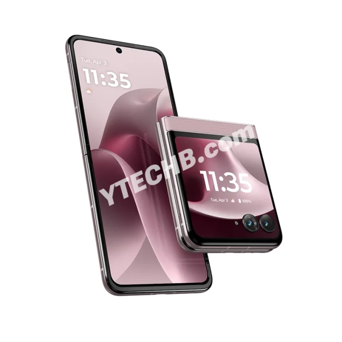 Vue du Motorola Razr 70 Violet Ice