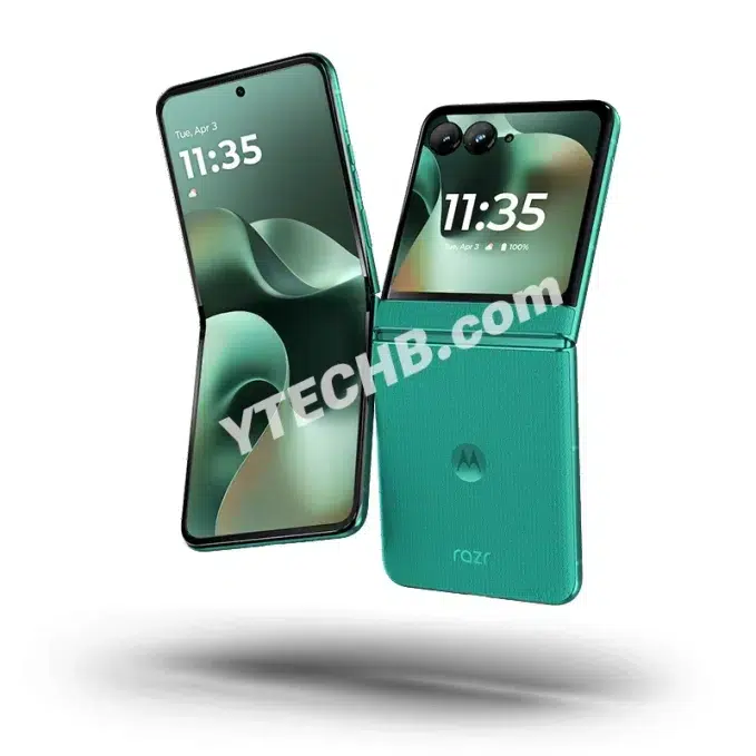 Vue du Motorola Razr 70 Pantone Sporting Green