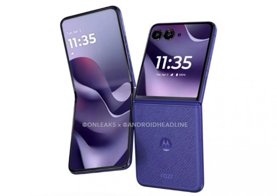 Vue du Motorola Razr 70 Ultra Orient Blue Alcantara
