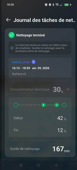 journal de nettoyage détaillé