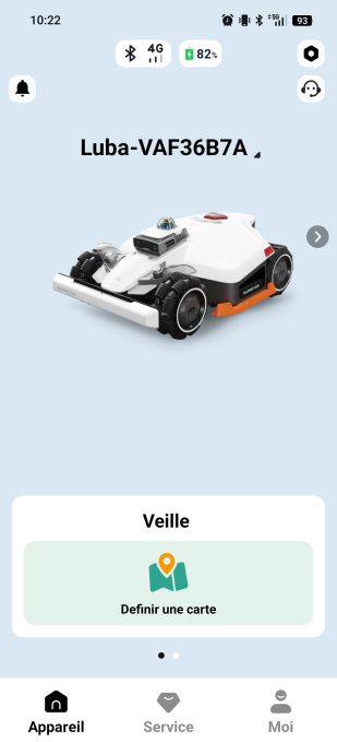 Page d'accueil app Mammotion