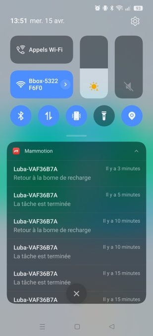 App Mammotion accumulation des notifs