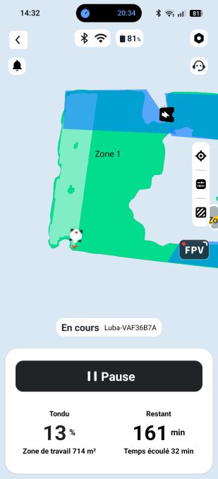 App Mammotion cartographie suivi de la tonte