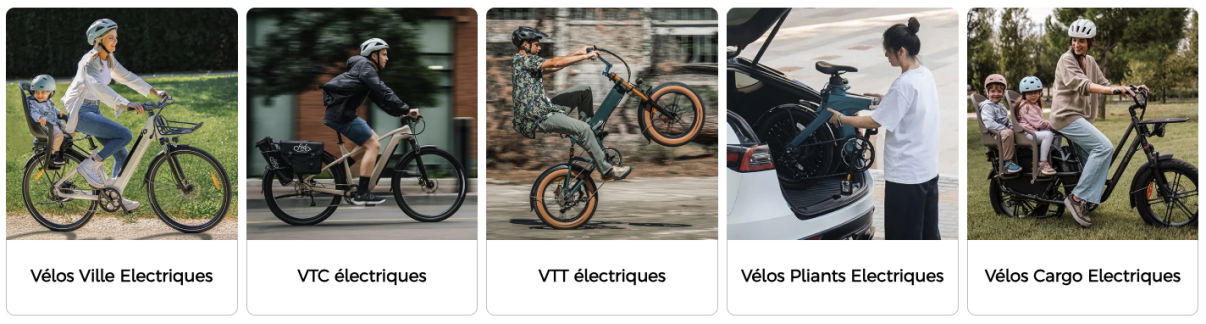 Les catégories de vélos électriques disponibles chez Fiido.