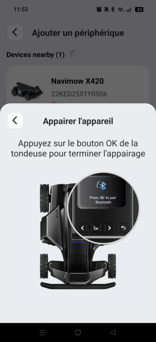 appli navimow appairer appareil