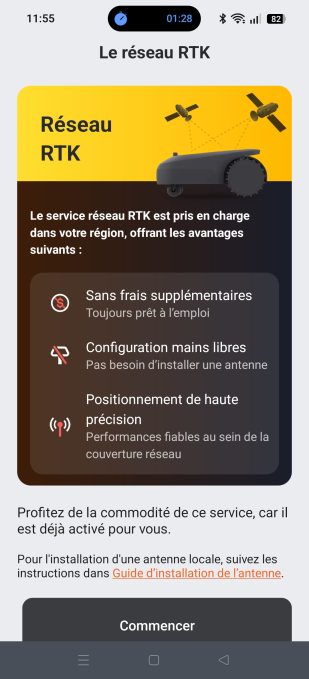 appli navimow réseau RTK