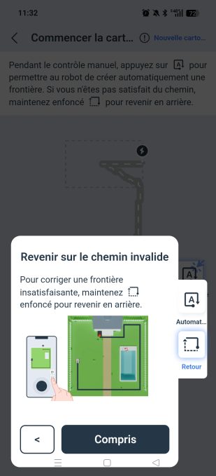 appli ecovacs home carte revenir sur chemin invalide