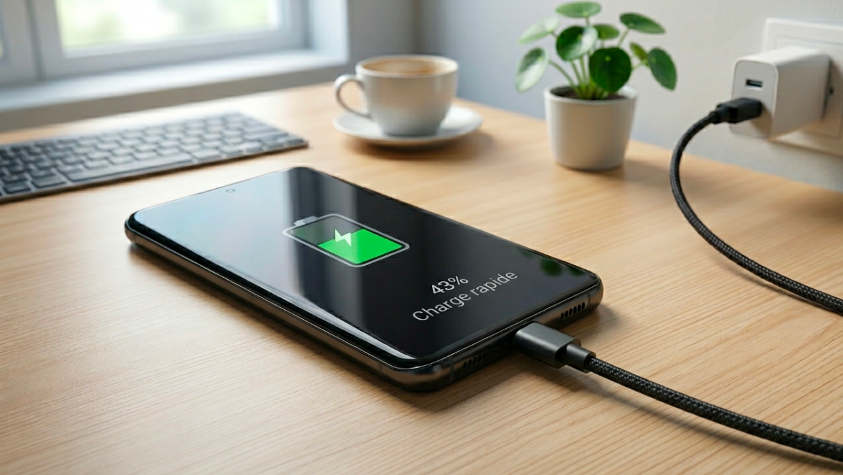 Charge rapide sur un smartphone