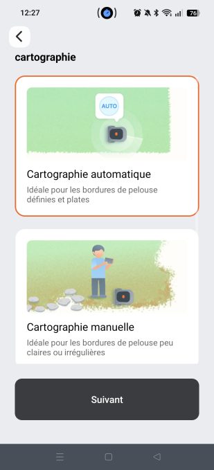 appli navimow choix de cartographie