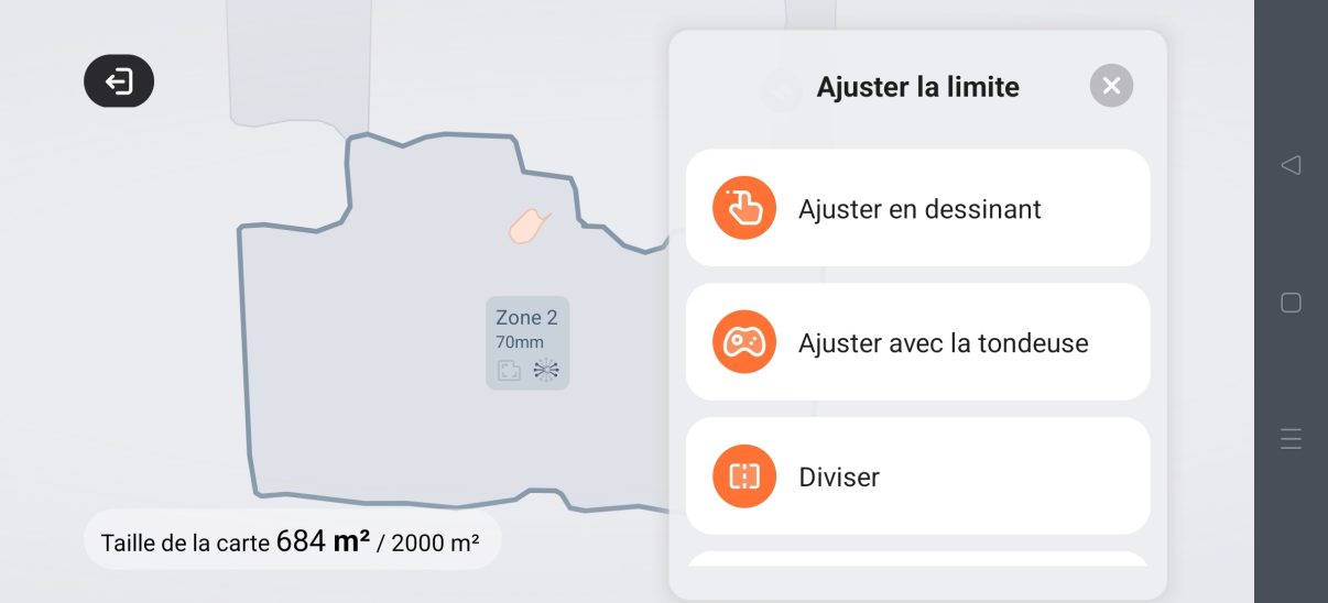 appli navimow cartographie édition des limites