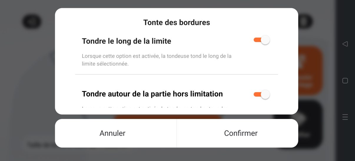 appli navimow cartographie tonte des bordures