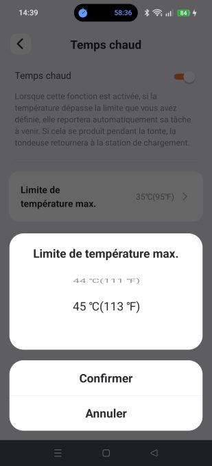 appli navimow tonte par temps chaud