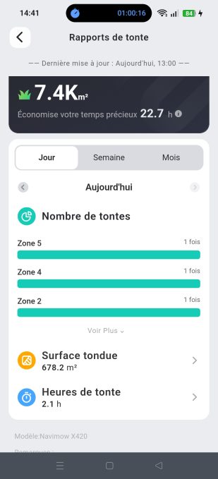 appli navimow journal de tonte