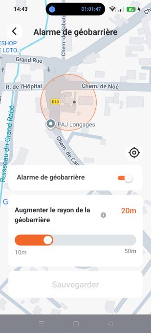 appli navimow alarme de géobarrière