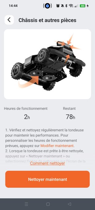 appli navimow entretien du châssis