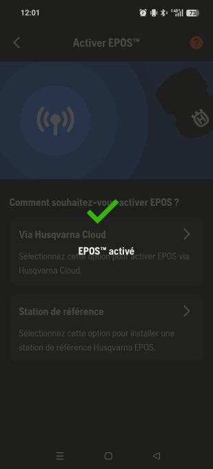 appli automower connect EPOS activé