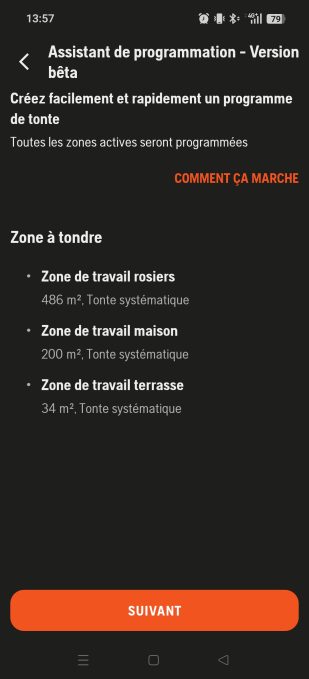 appli automower connect zones à tondre