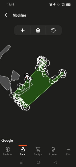 appli automower connect cartographie points