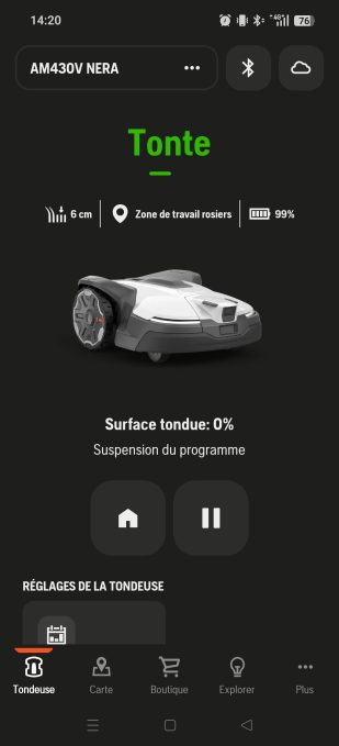 appli automower connect page d'accueil