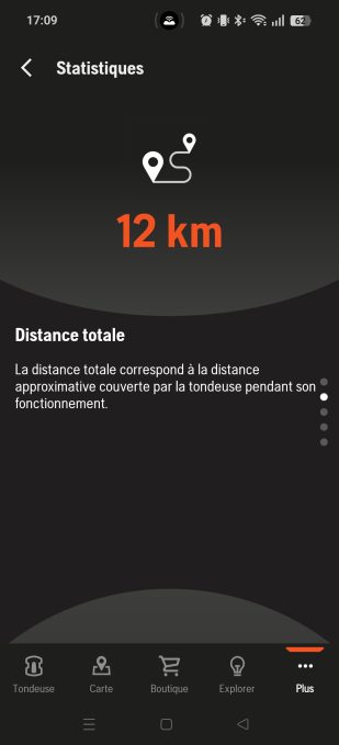 appli automower connect statistiques distance parcourue