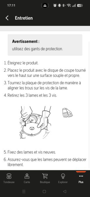 appli automower connect entretien avertissement