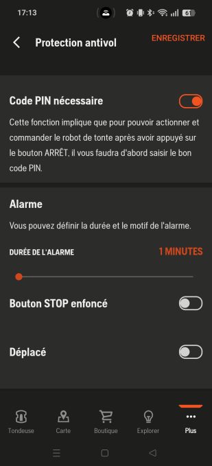 appli automower connect code pin antivol