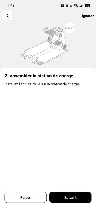 appli mammotion assembler station de charge
